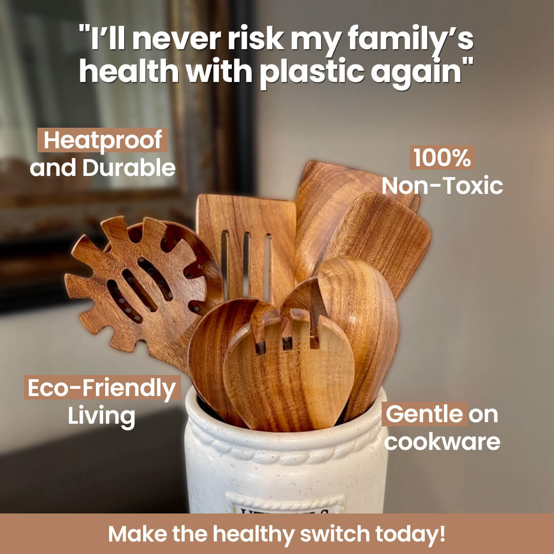 The TeakWood 9™ | Premium Non-Toxic Utensil Set