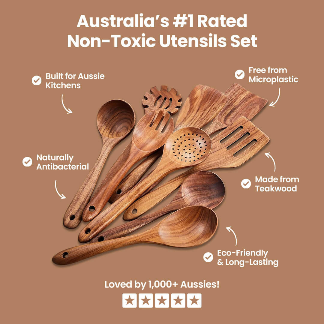 The TeakWood 9™ | Premium Non-Toxic Utensil Set