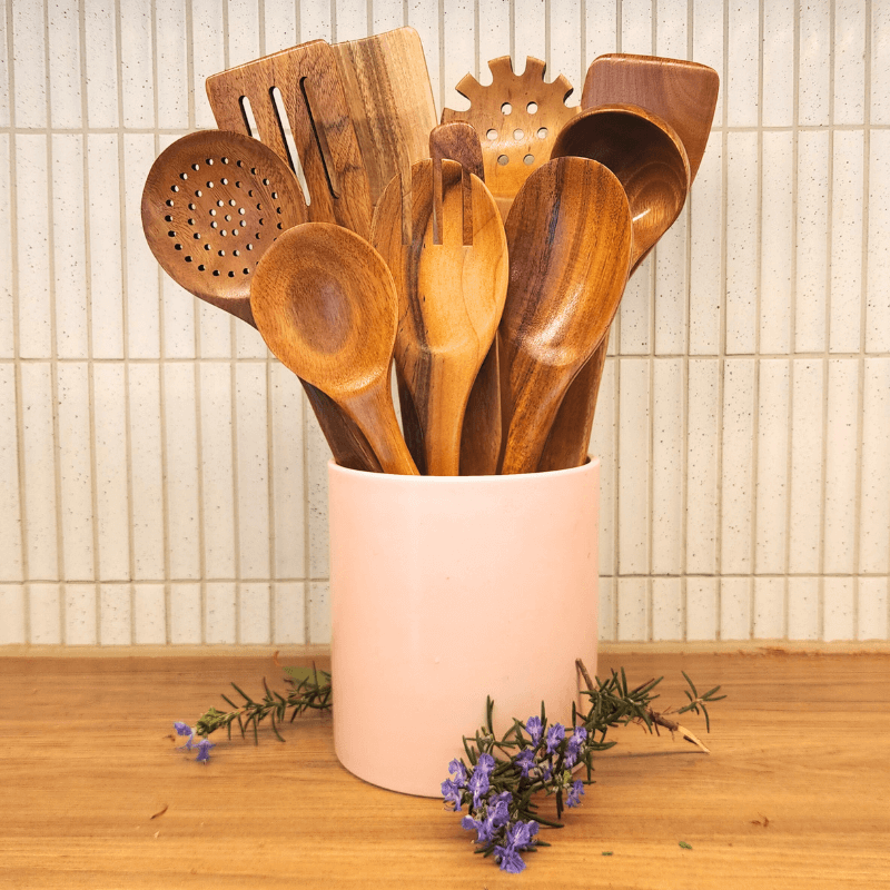 The TeakWood 9™ | Premium Non-Toxic Utensil Set